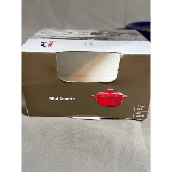 Staub Ceramic Mini Round Cocotte 10cm 0.25 Qt Dark Blue 1034989 Stoneware Dish - Picture 2 of 3